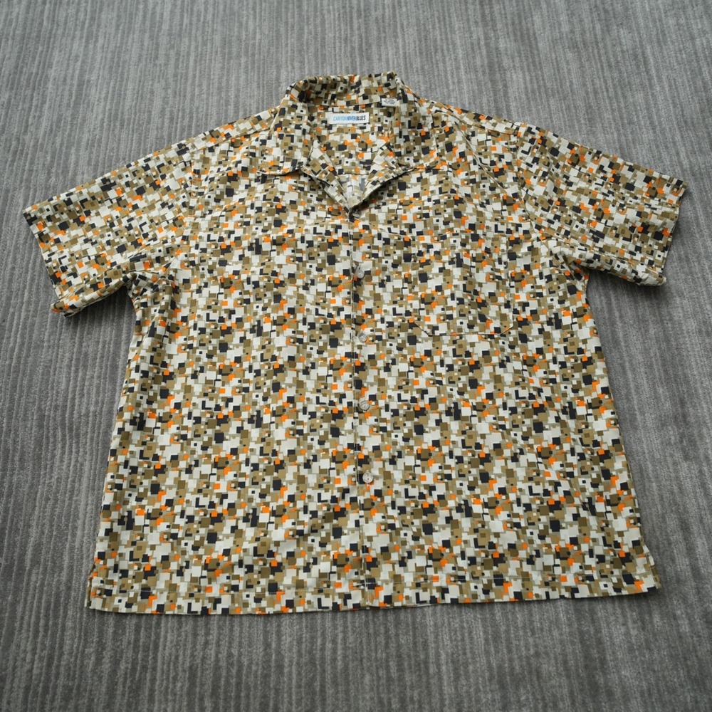 Canyon River Blues Shirt Men Camo Brown Button Up‎ Short Sleeve XL